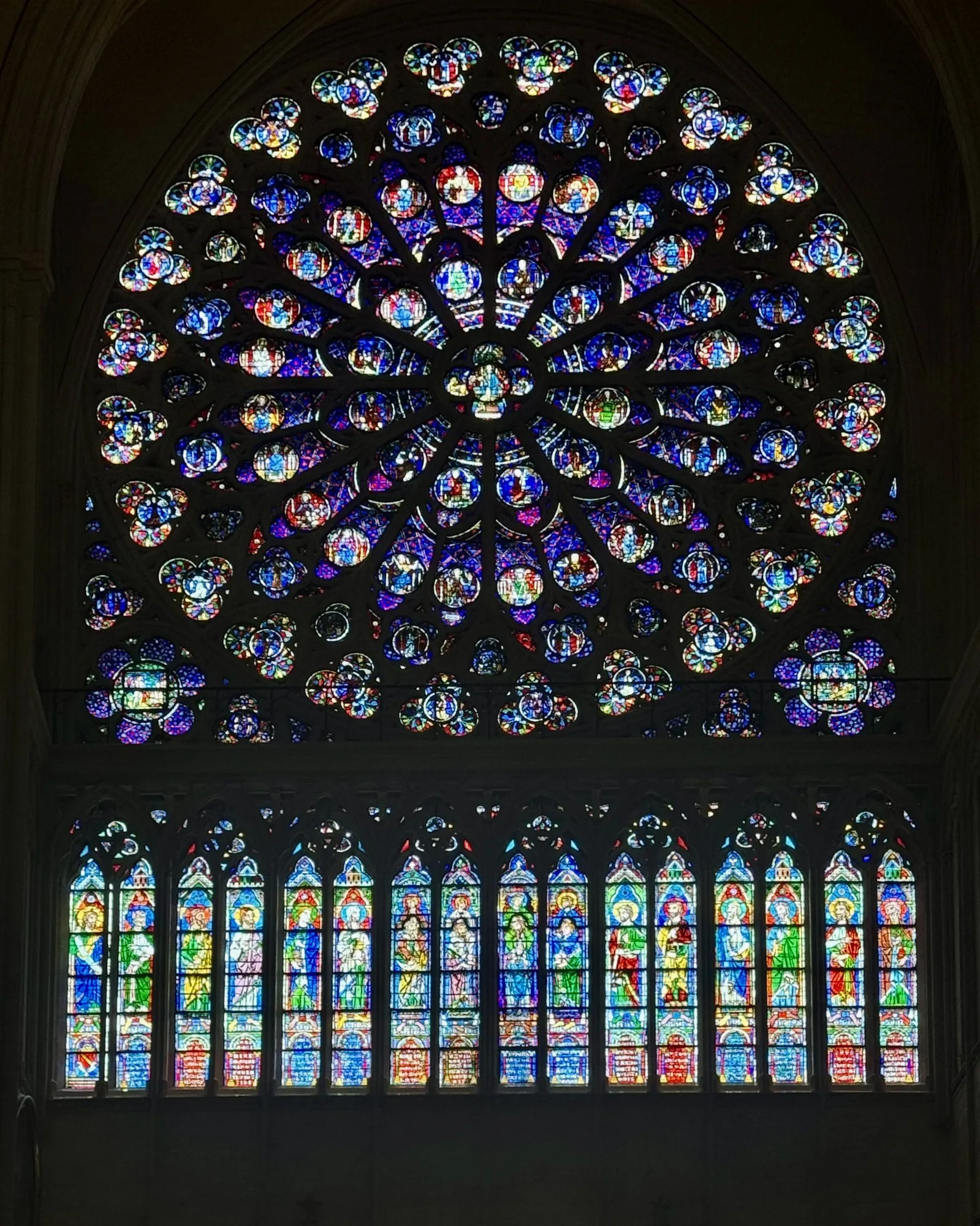 The Notre-Dame rose window filling the frame.