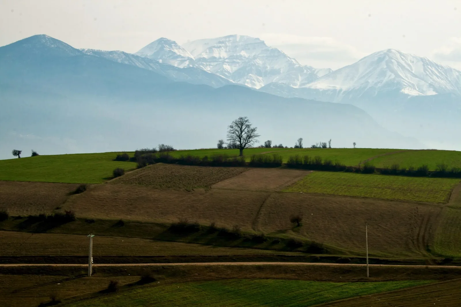 Green valley to snow peaks.